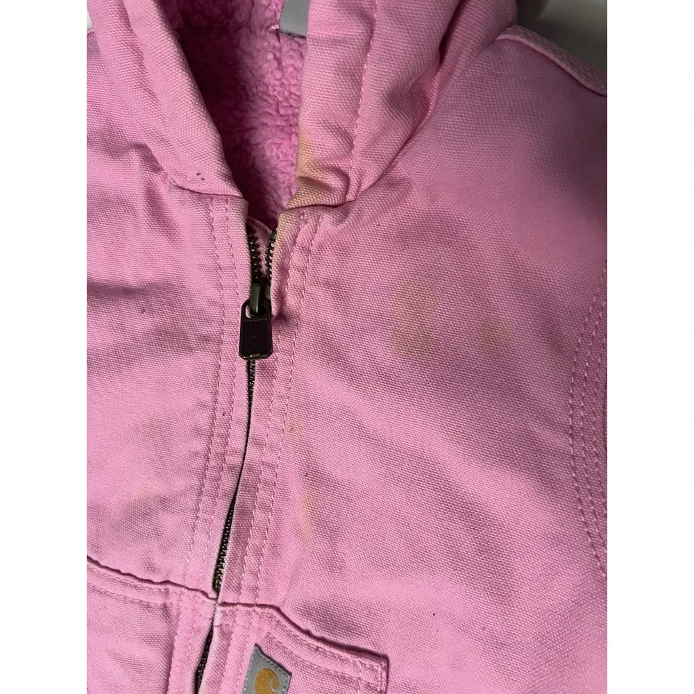 Carhartt Sherpa Lined Jacket Girl's Size 18M Pink Full Zip Hooded